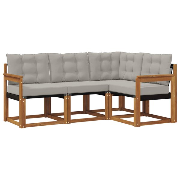vidaXL Ensemble de canapés d'extérieur 4 pc Gris Naturel et Clair
