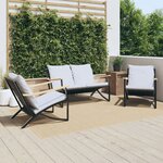 vidaXL Ensemble de meubles de balcon avec coussins 3 Pièces noir acier