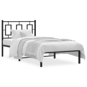 vidaXL Cadre de lit métal sans matelas avec tête de lit noir 90x200 cm