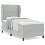 vidaXL Lit à ressorts avec matelas Gris clair 90 x 190 cm Velours