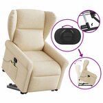 vidaXL Fauteuil inclinable de massage Crème Tissu