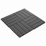 vidaXL Carreau de terrasse Design 3D 11 Pièces Noir 30 x 30 cm WPC