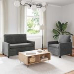 vidaXL Ensemble de Canapés 2 Pièces Gris foncé Velours
