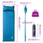 vidaXL Matelas de camping autogonflant oreiller 1 personne turquoise