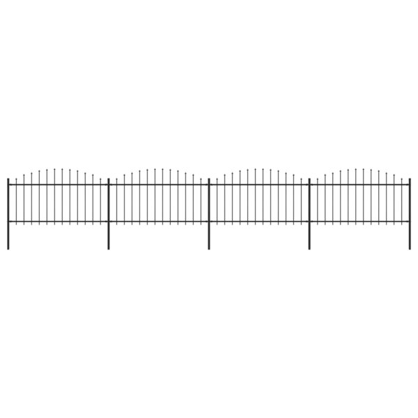 vidaXL Clôture de jardin à dessus en lance Acier (1 25-1 5)x6 8 m Noir