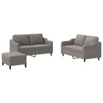 vidaXL Ensemble de canapés 3 Pièces avec coussins Taupe Tissu