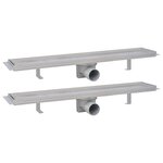 vidaXL Drain de douche linéaire 2 Pièces 630 x 140 mm Acier inoxydable