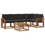vidaXL Ensemble de canapés d'extérieur 6 pc Naturel et Noir