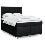 vidaXL Sommier à lattes de lit avec matelas Noir 140x190 cm Tissu