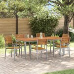 vidaXL Ensemble de salle à manger de jardin 7 pièces en bois d'acacia et métal