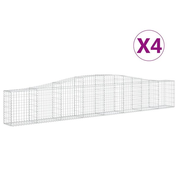 vidaXL Paniers à gabions arqués 4 Pièces 400x30x60/80 cm Fer galvanisé