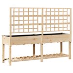 Jardinière avec treillis et étagère vidaXL 203x53x152 cm en bois massif de sapin