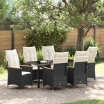vidaXL Ensemble de salle à manger pour jardin 7 Pièces Noir Poly rotin