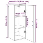 vidaXL Meuble mural Bois Ancien 34 5 x 34 x 90 cm Bois d'ingénierie