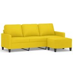 vidaXL Canapé à 3 places avec repose-pieds Jaune clair 180 cm Tissu