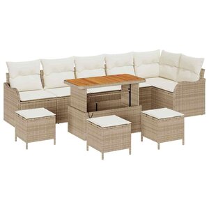 vidaXL Ensemble de canapé de jardin avec coussin 10 Pièces Beige et crème
