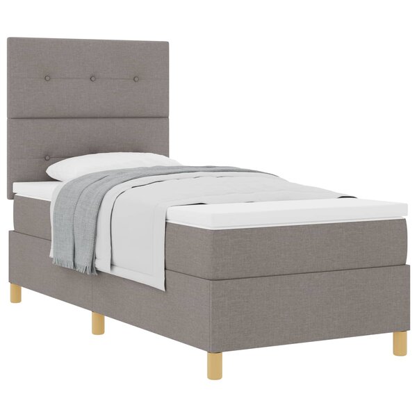 vidaXL Lit à ressorts avec tête de lit Taupe 90 x 200 cm tissu