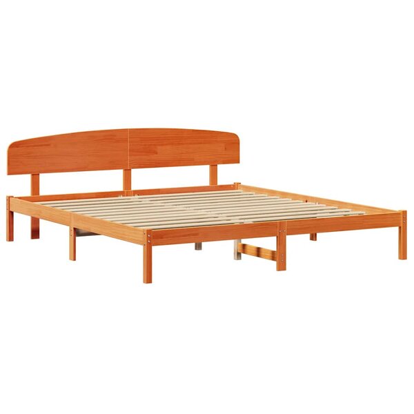 vidaXL Cadre de lit avec tête de lit Marron Ciré 200x200 cm Bois Massif Pin