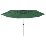 vidaXL Parasol de jardin avec lumières LED et mât en métal 400 cm vert