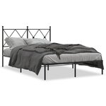 vidaXL Cadre de lit métal sans matelas avec tête de lit noir 120x190cm