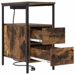 vidaXL Table de chevet avec tiroir 2 Pièces Chêne fumé 30 x 48 x 61 cm