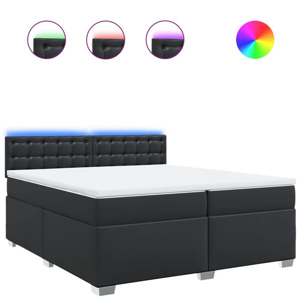 vidaXL Sommier à lattes de lit avec matelas Noir 200x200 cm Similicuir
