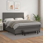 vidaXL Sommier à lattes de lit avec matelas Gris 180x200 cm Similicuir