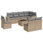 vidaXL Salon de jardin avec coussins 9 Pièces beige résine tressée