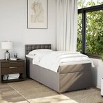 vidaXL Sommier à lattes de lit avec matelas Taupe 90x200 cm Tissu