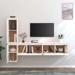 vidaXL Meubles TV 4 Pièces Blanc Bois massif de pin