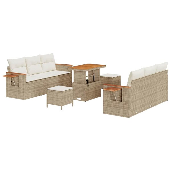 vidaXL Ensemble de canapé de jardin avec coussin 9 Pièces Beige et crème