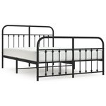 vidaXL Cadre de lit métal avec tête de lit/pied de lit noir 140x190 cm