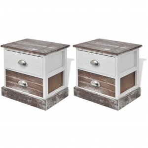 vidaXL Table de chevet 2 Pièces Marron et Blanc