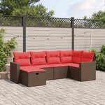 vidaXL Salon de jardin 6 Pièces avec coussins marron résine tressée