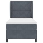 vidaXL Lit à ressorts avec matelas Gris foncé 200 x 90 cm Velours