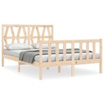 vidaXL Cadre de lit avec tête de lit 140x190 cm bois massif
