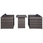 vidaXL Mobilier de bistro 3 Pièces avec coussins Résine tressée Gris