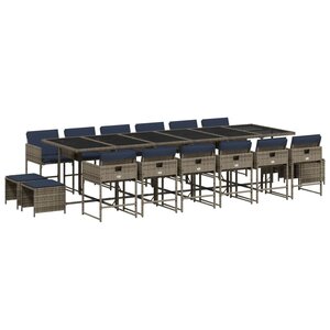 vidaXL Ensemble à manger de jardin 17 Pièces et coussins résine tressée