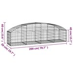 vidaXL Panier de gabions arqué 200x50x40/60 cm Fer galvanisé