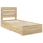 vidaXL Cadre de lit avec tiroir Sonoma Chêne et Argent 75 x 190 cm