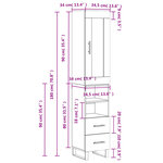vidaXL Buffet haut Gris béton 34 5x34x180 cm Bois d'ingénierie