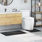 Set de 2 tapis de bain gris foncé en polypropylène antidérapants