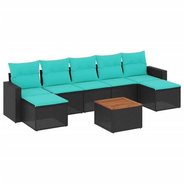 vidaXL Salon de jardin 8 Pièces avec coussins noir résine tressée