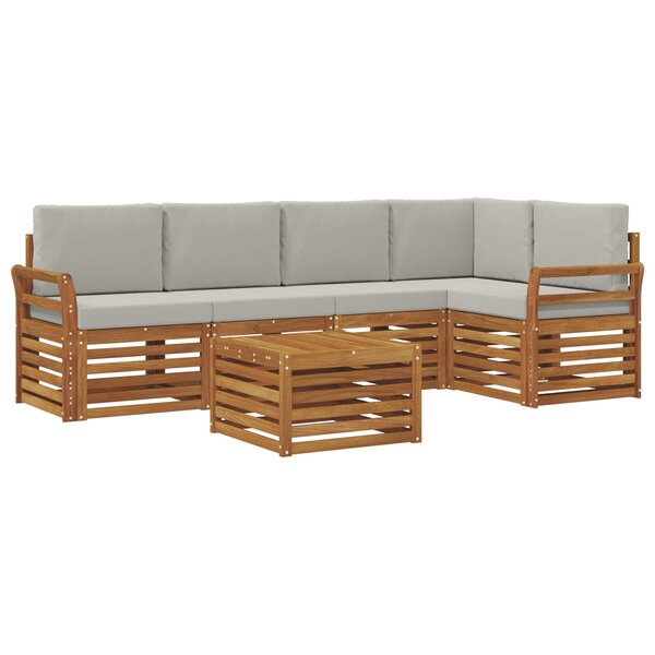 vidaXL Ensemble de canapé d'angle 6 Pièces Gris Naturel et Clair
