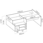 Lit combiné enfant KRIC - chêne naturel et blanc - Bureau et rangement - 90 x 190 cm