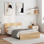 vidaXL Cadre de lit avec tête de lit et LED chêne sonoma 140x190 cm