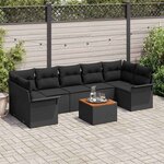 vidaXL Ensemble de canapé de jardin Manuel 8 Pièces Noir 55 x 55 x 37 cm