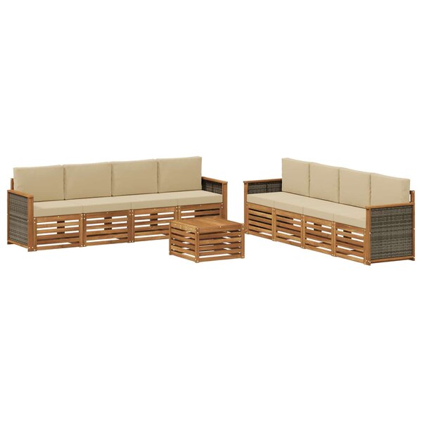 vidaXL Ensemble de canapés d'extérieur 9 pc Naturel et Beige
