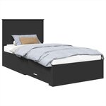 vidaXL Cadre de lit Noir et argent 90 x 200 cm Bois d'ingénierie