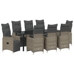 vidaXL Set de salle à manger de jardin 9 pièces avec coussins Beiges en Rotin synthétique